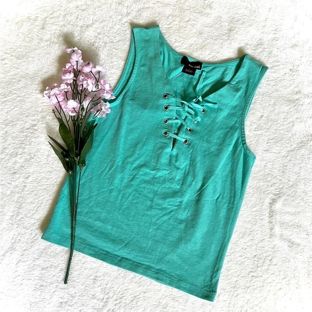 Wet Seal NWT Teal Lace Up Tank Top - Small